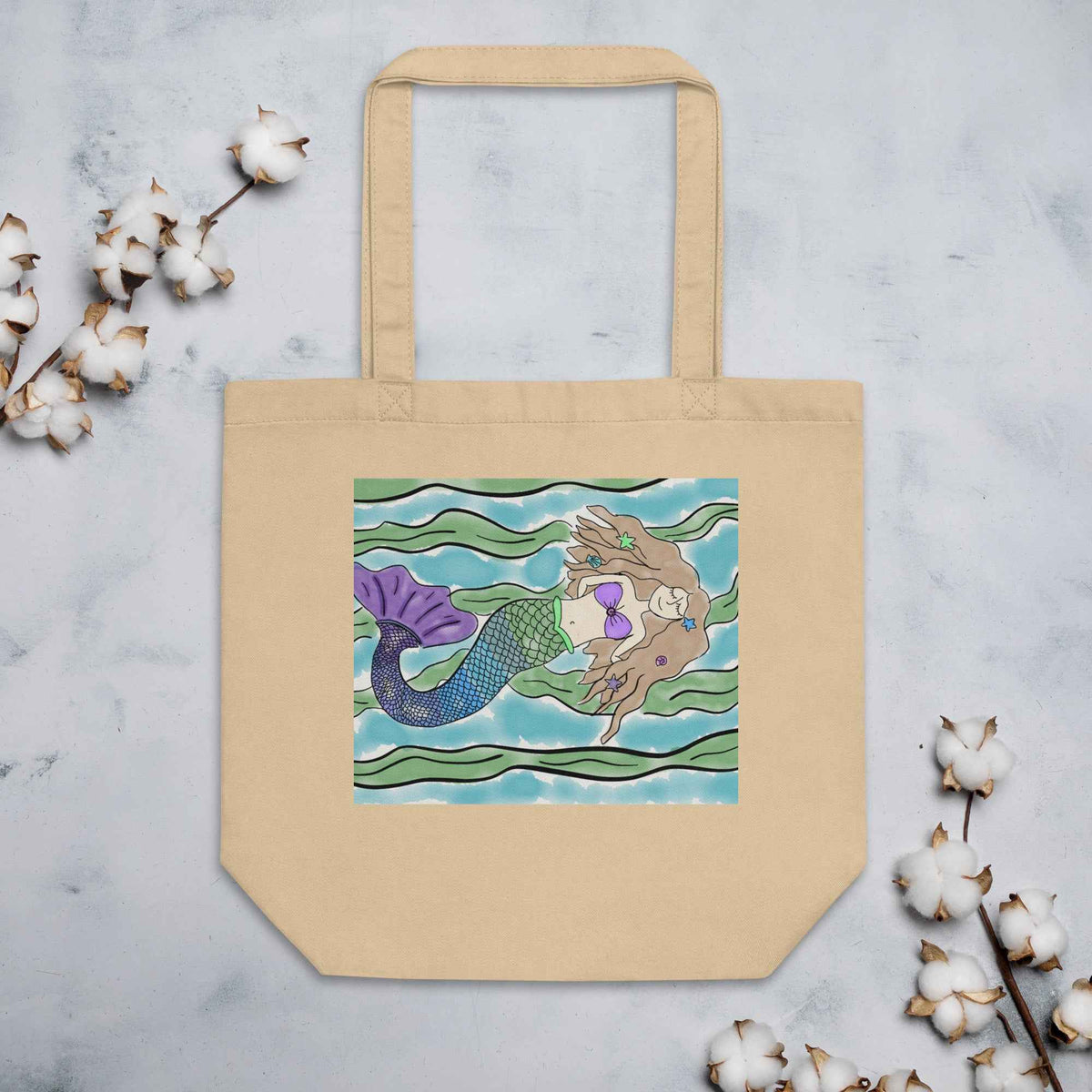Mermaid with Purple Tail Eco Tote Bag