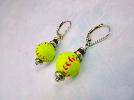 Softball Earrings - Perfect gift for the daughter who plays softball, showcasing handmade craftsmanship with variations.