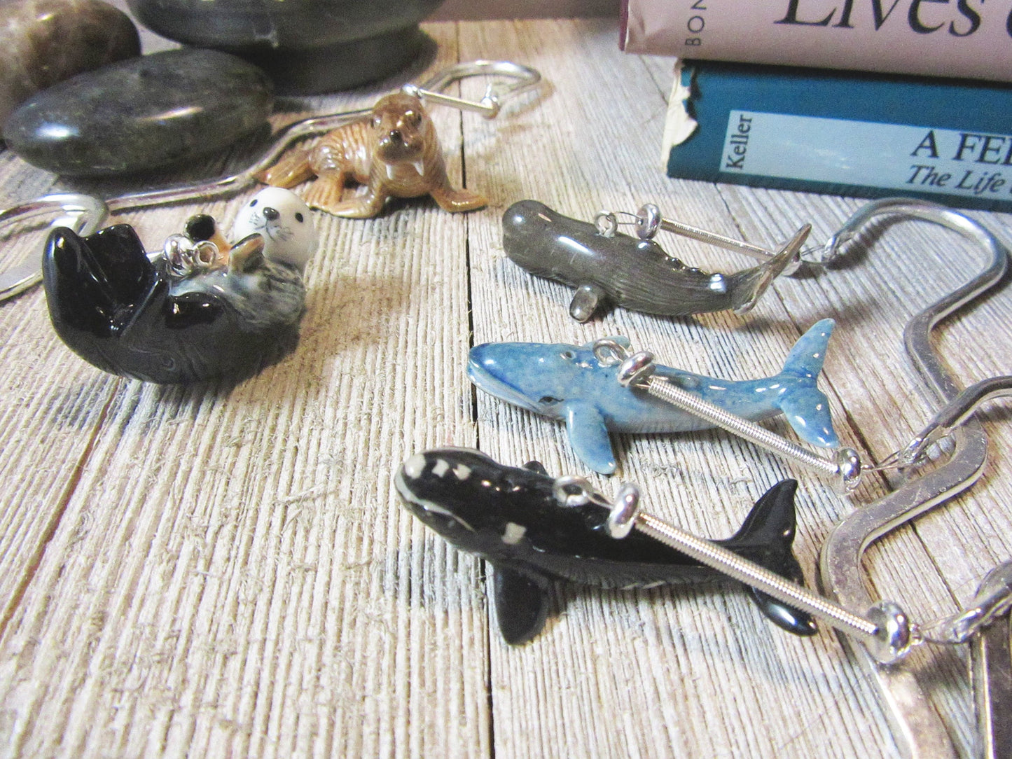 Unique Walrus Lover Bookmark - 8-inch squiggly metal bookmark with delicate porcelain walrus, ideal for enchanting reading experiences and thoughtful gifts.