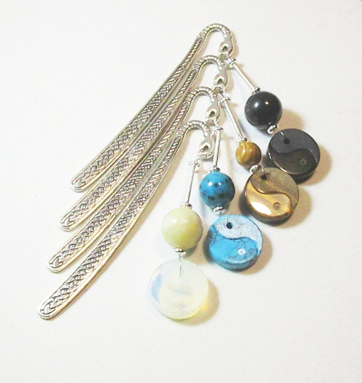 Yin Yang Bookmark made of carved natural stone, a Zen metal bookmark gift for Dad or Boyfriend, perfect for yoga lovers.