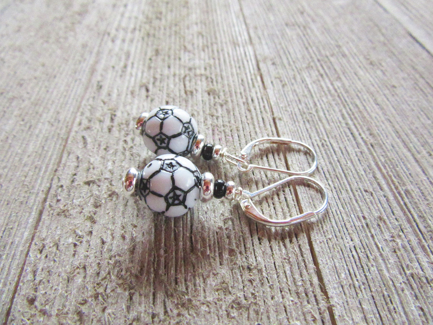 Soccer Ball Earrings in a gift box - Perfect gift for soccer lovers - Sport Ball Earrings by Enlivenadorn by Gwynstone.