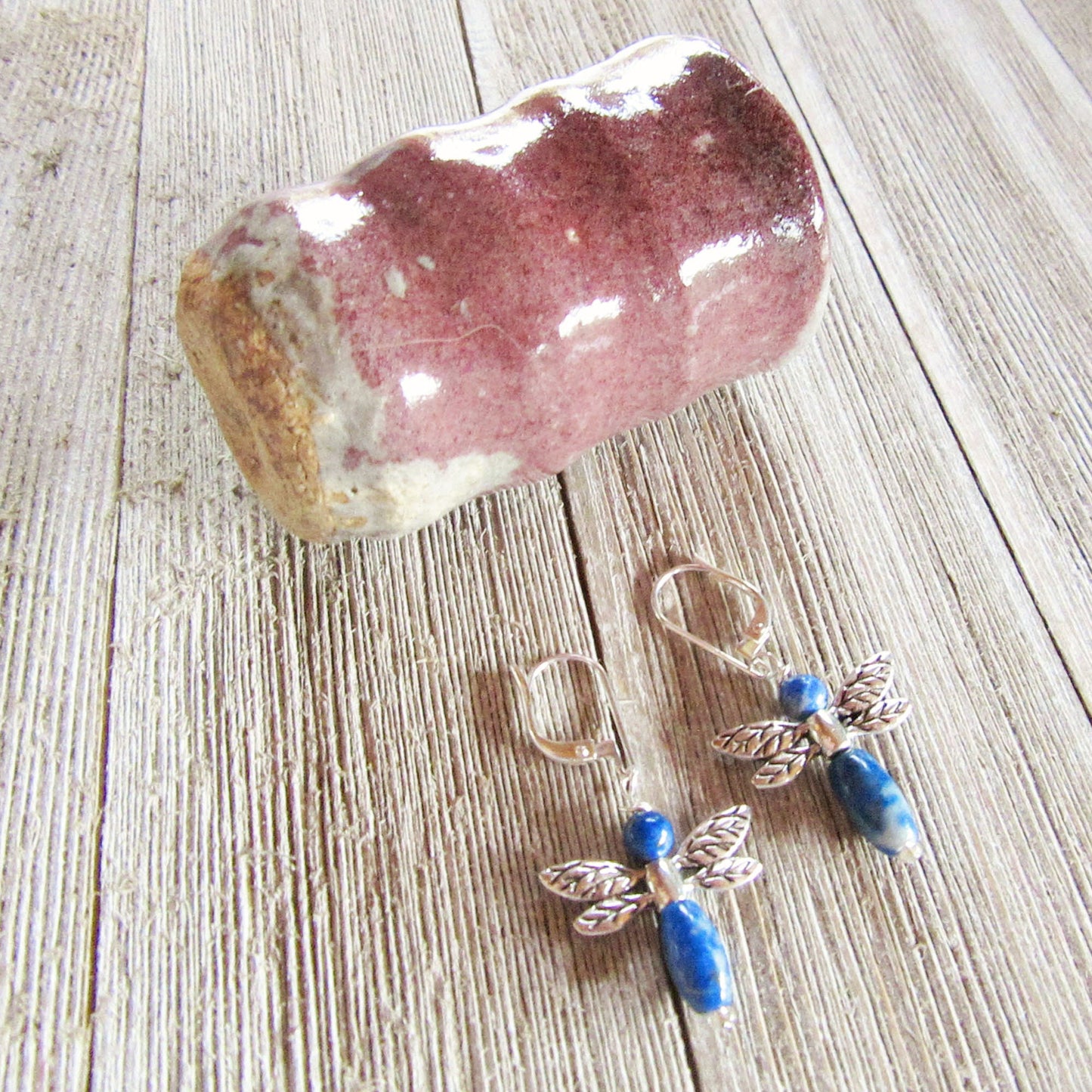 Handcrafted blue dragonflies jewelry, showcasing unique sodalite stone earrings for a stunning accessory.
