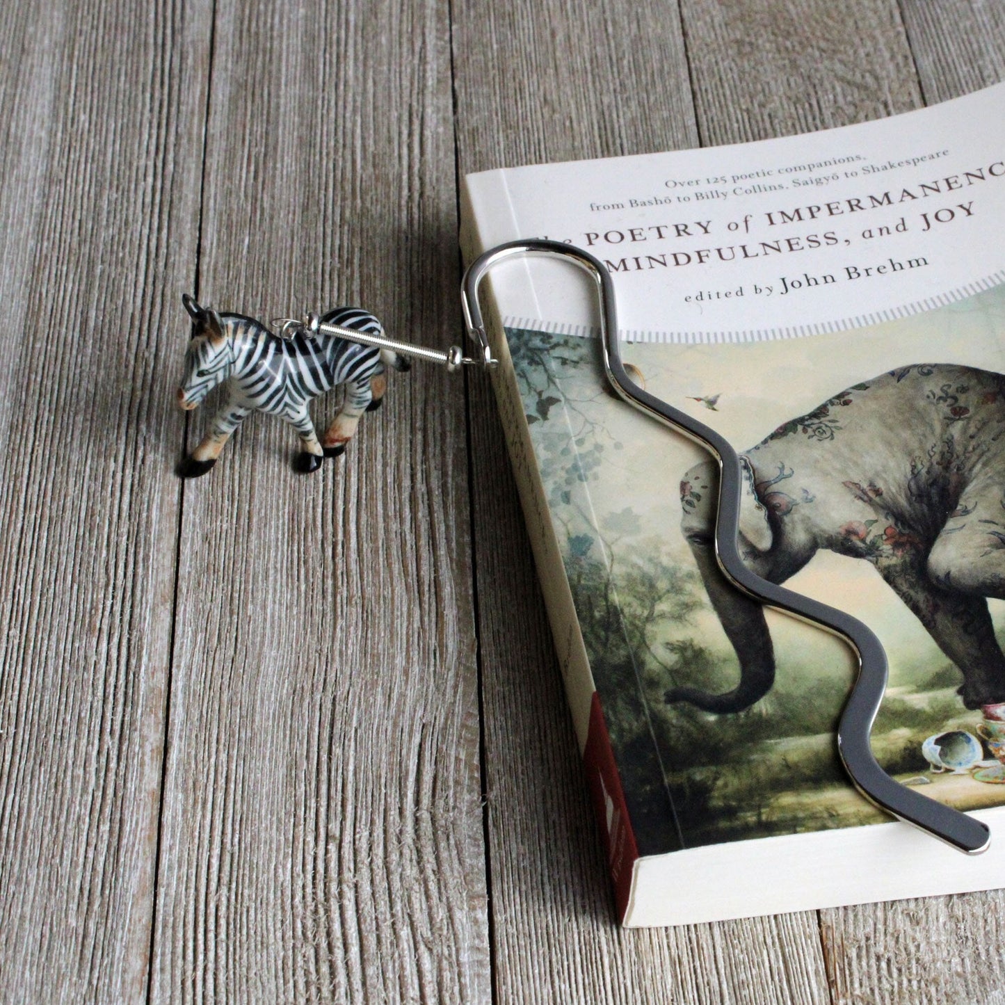 Zebra Bookmark - intricately detailed porcelain zebra figurine bookmark, ideal gift for zebra lovers and librarians.