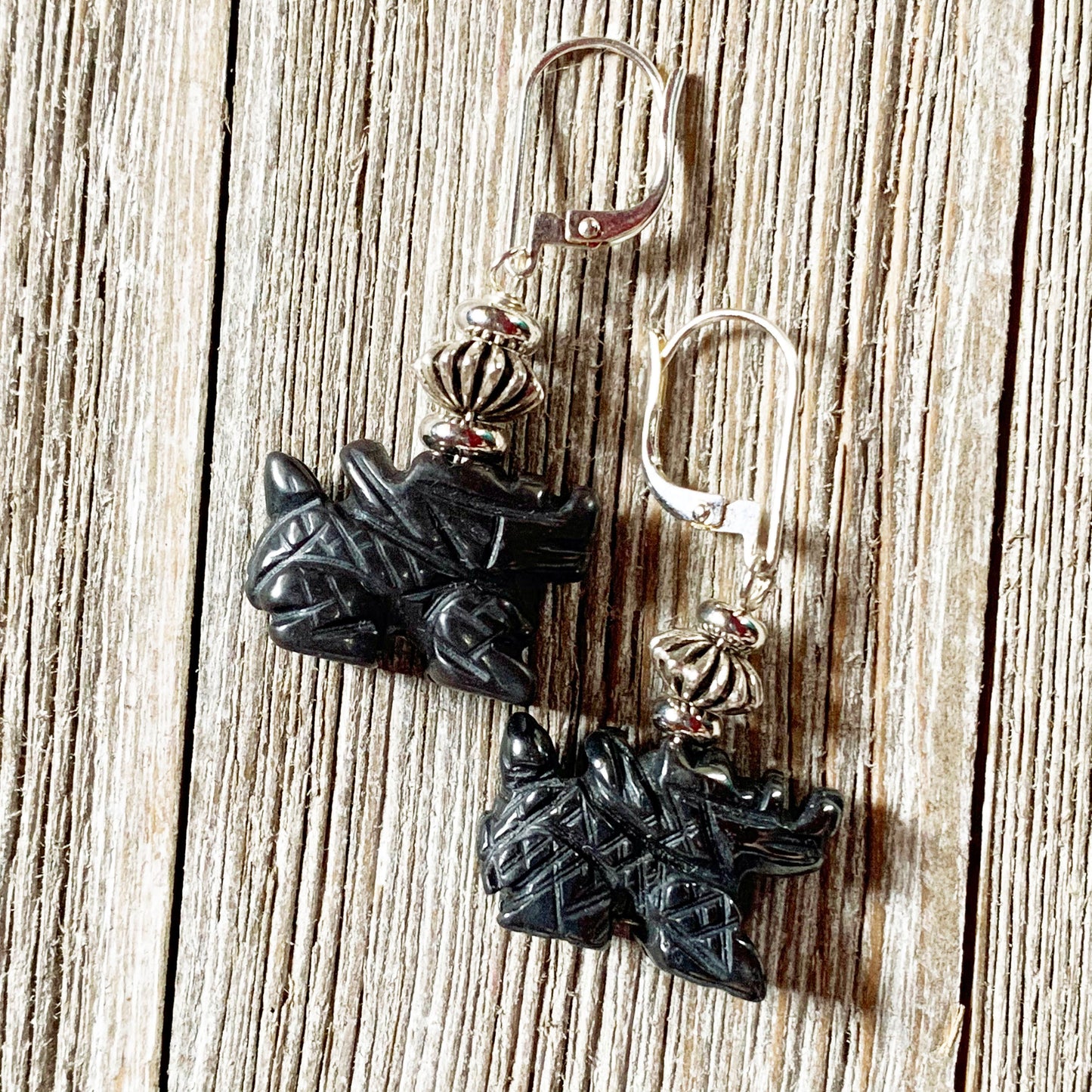 Dragon Jewelry - Carved Hematite Necklace on a 16 inch chain showcasing intricate dragon details, ideal for zen aesthetic gifts.