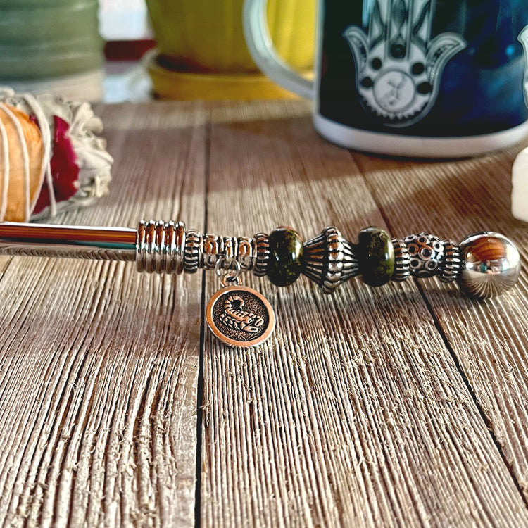 Zodiac Star Sign Gifts collection featuring a whimsical Golf Dip Knife ideal for astrology enthusiasts and golfers alike, showcasing a golf ball handle and silver bead accents. Perfect for charcuterie boards and a unique gift choice.