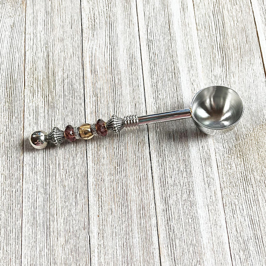 Stainless Steel Scoop with Deep Bowl and Beaded Handle in Fall colors