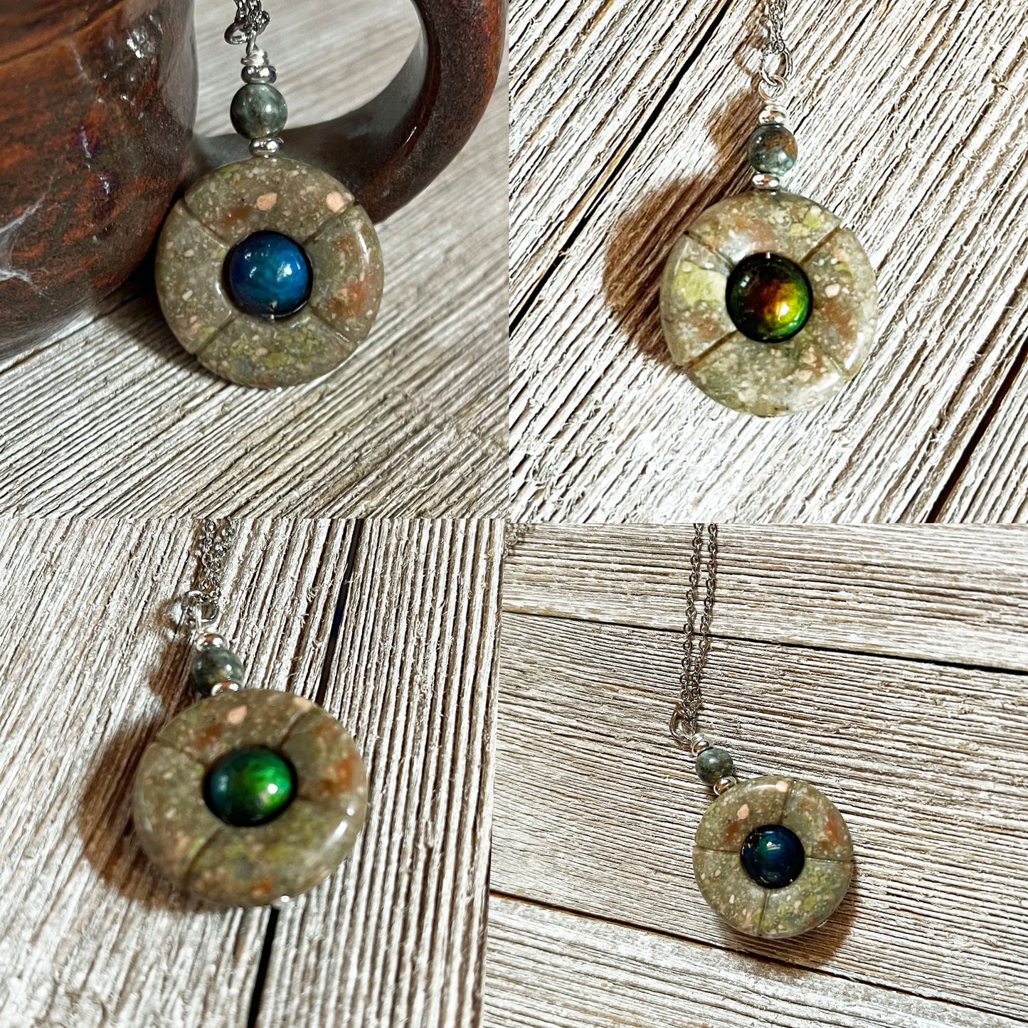 Jasper Mood Bead Necklace | Color-Changing Mood Jewelry on Silver Chain