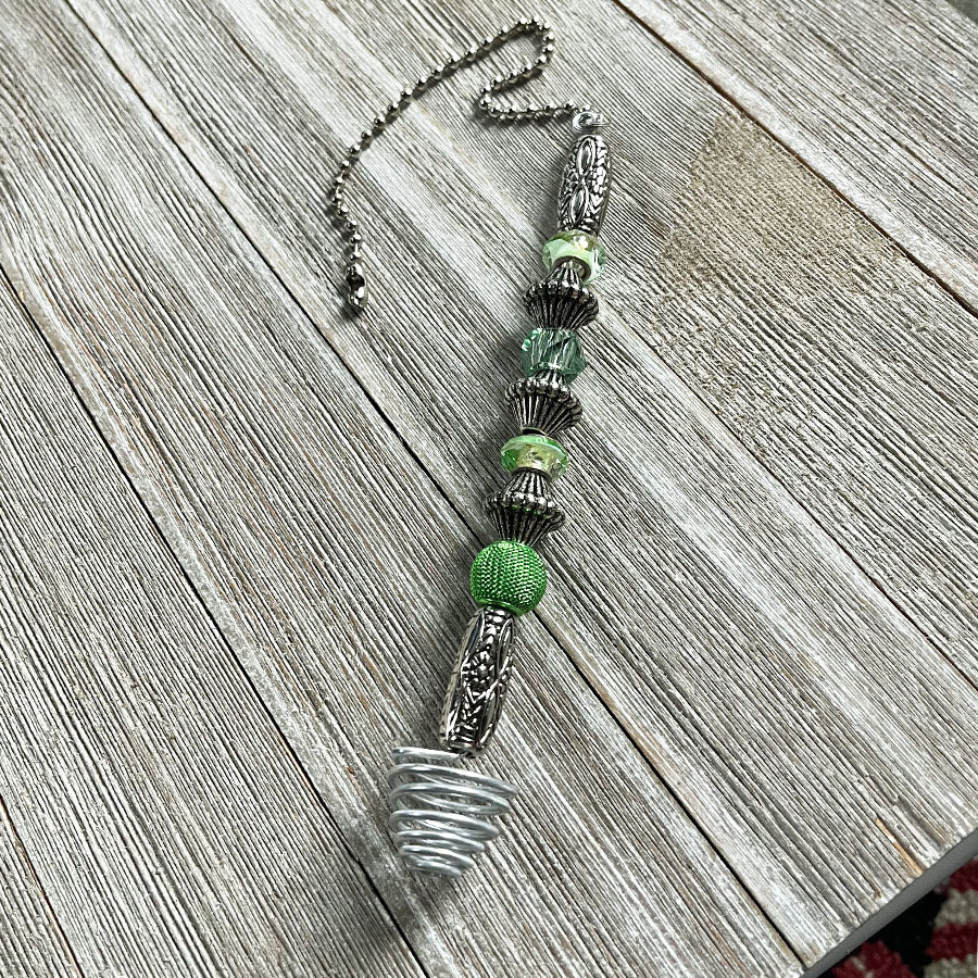 Fan Pull Beaded Accent with Green Theme