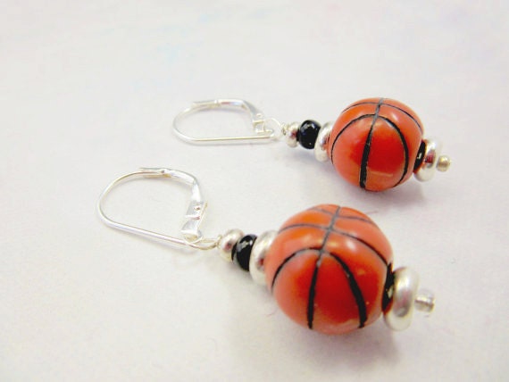 Basketball novelty earrings - Sports Girl Earrings, Teen Drop Sport ball Earrings, March Madness Jewelry, Gift For Coach or Team