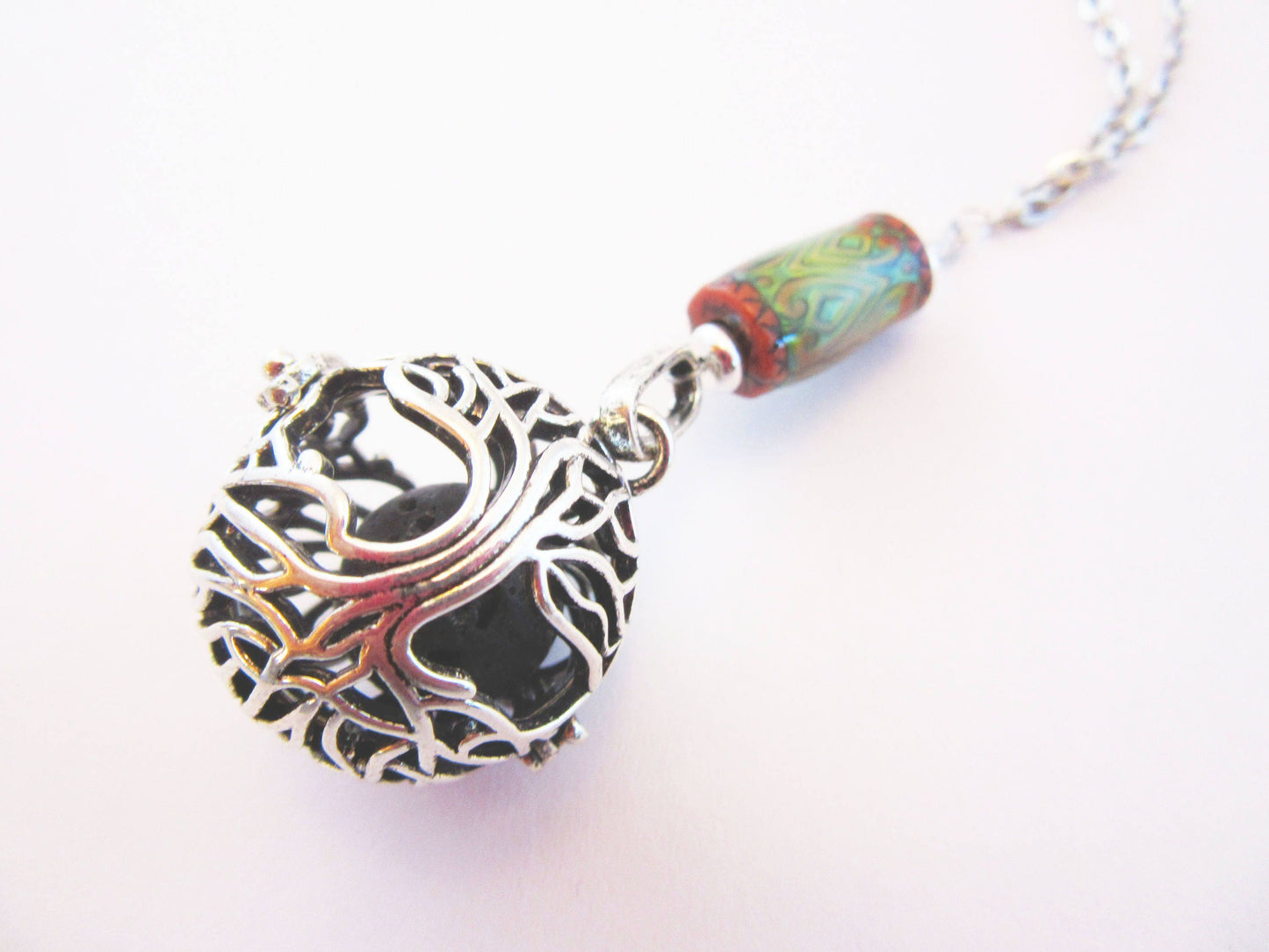 COLOR CHANGING essential oil jewelry, aromatherapy essential oils diffuser necklace, tree of life, color change jewelry