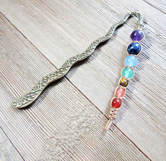 Chakra metal bookmark - 7 chakras metal book gift - book readers spiritual giftmetal bookmark