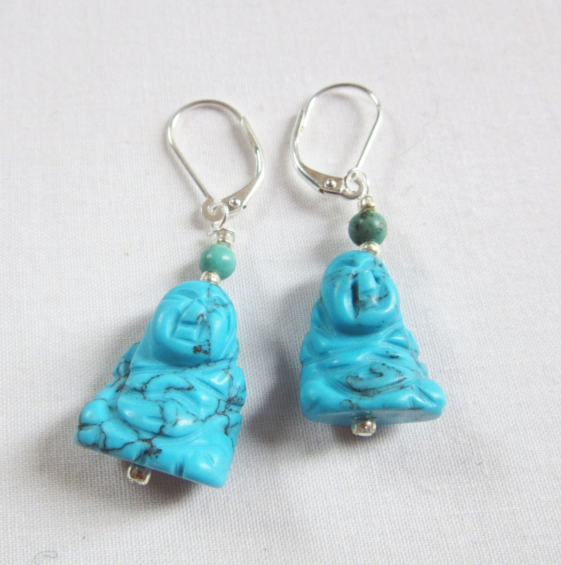 HAPPY ZEN EARRING - Howlite Earrings - Zen Gifts For Her - Carved Stone Earring - Turquoise Earrings - Healing Earrings