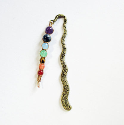 Chakra metal bookmark - beautifully handcrafted bookmark featuring 7 chakras, ideal for enhancing reading experiences.