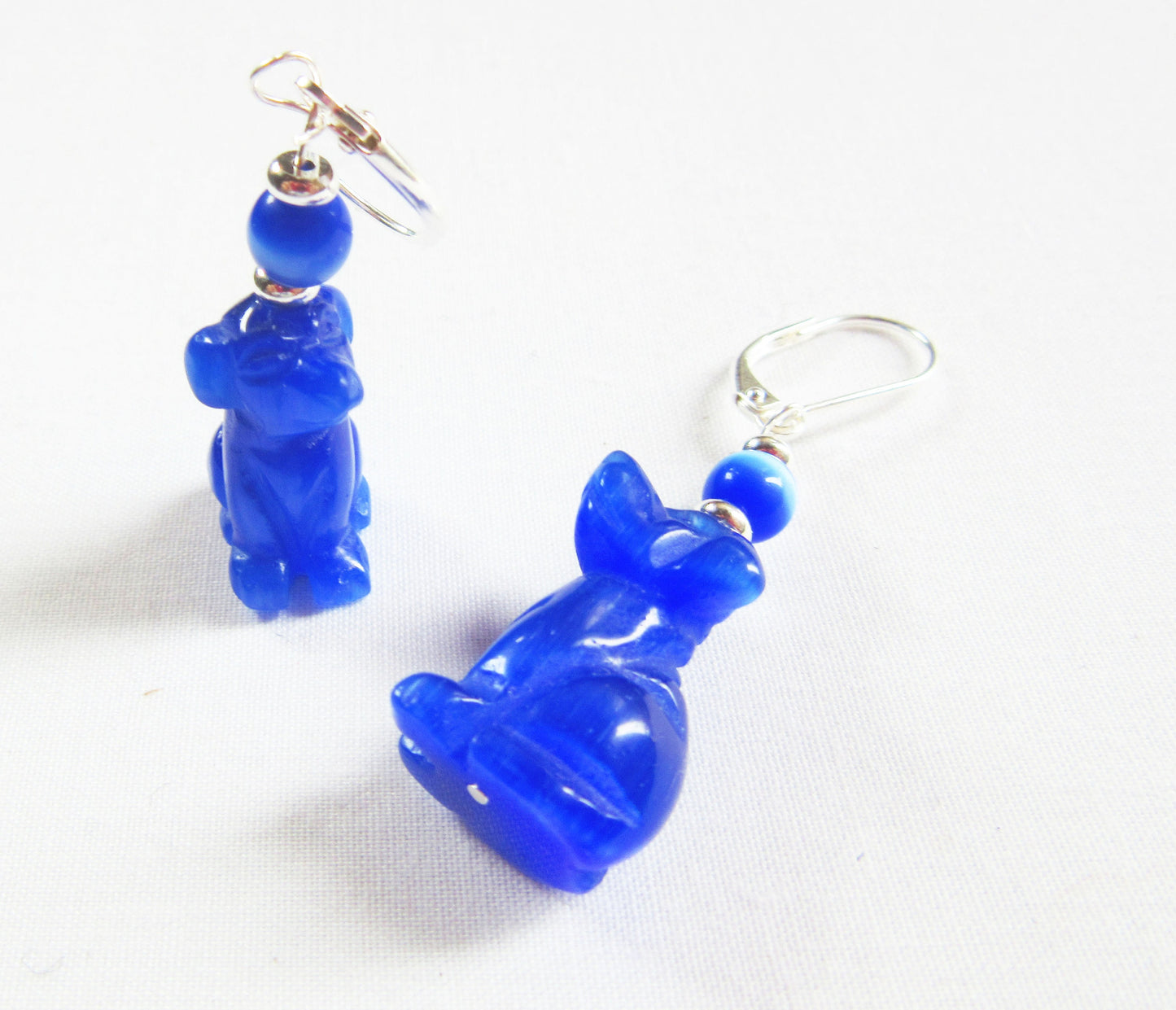 Optic Blue Dog Earrings. Gift for the Animal Trainer. Faithful Companion Jewelry for the Dog Lover.