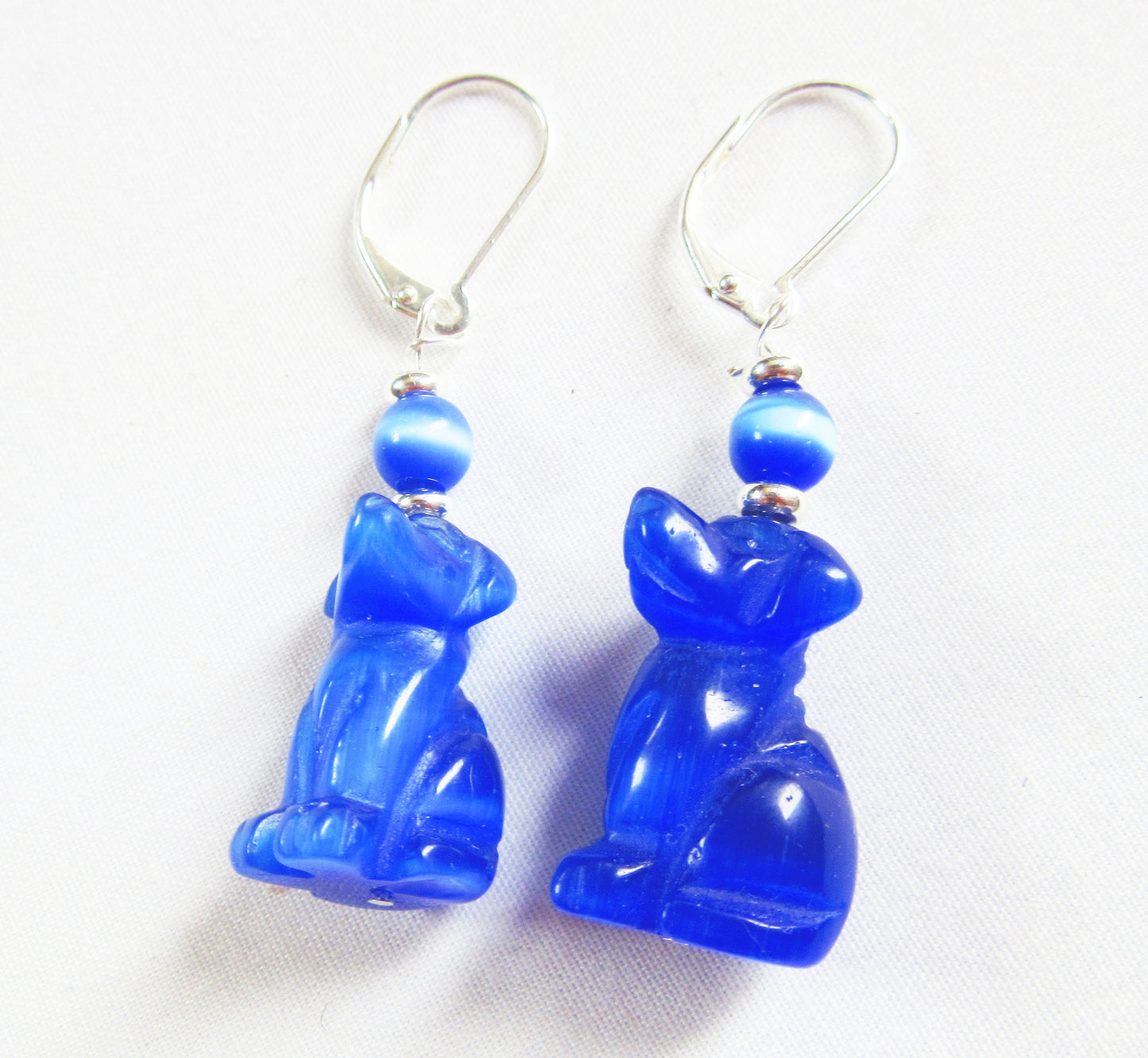 Optic Blue Dog Earrings. Gift for the Animal Trainer. Faithful Companion Jewelry for the Dog Lover.