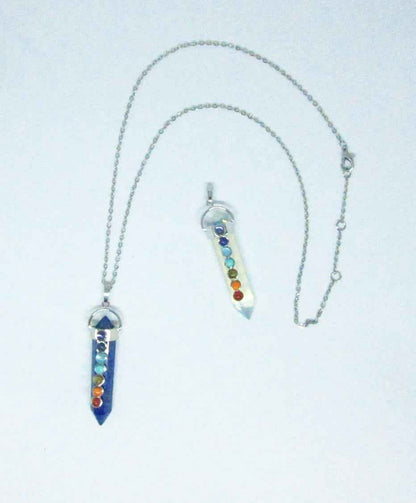 Chakra Pendant Necklace with Lapis Lazuli & Lava Stones - Healing Gemstone Jewelry for Yoga Enthusiasts
