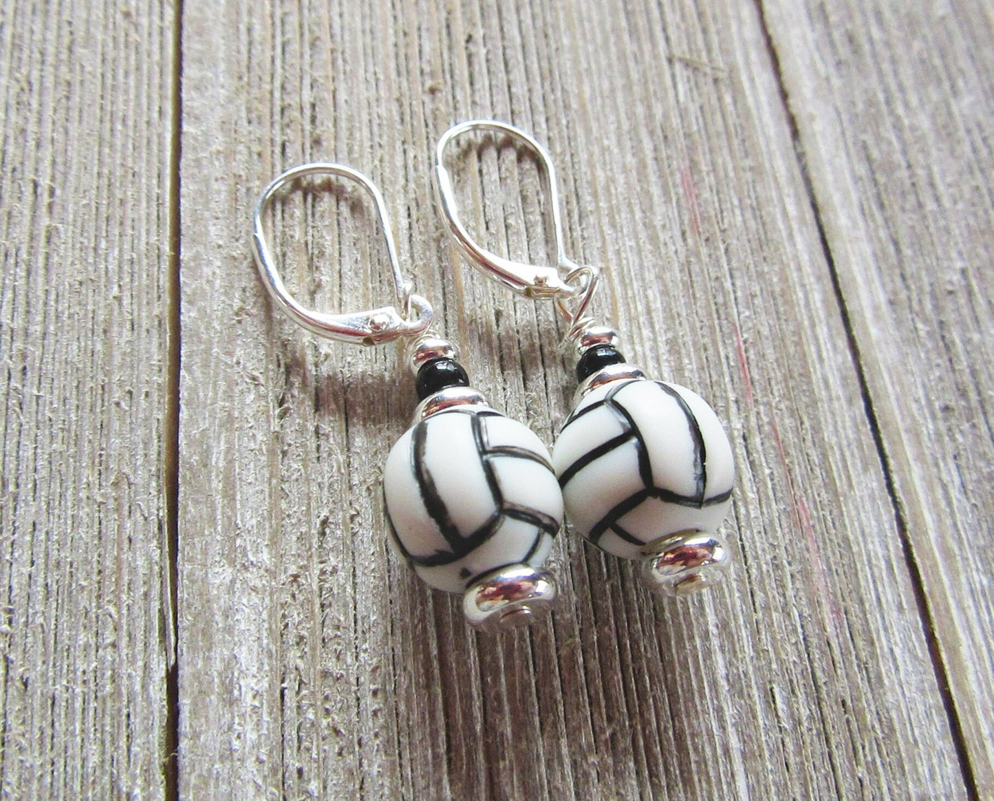 Volleyball earrings - Sport Ball Jewelry, Gift for Volley ball team, Lever Back Earrings, Light Plastic Ball Earring, fun coach surprise