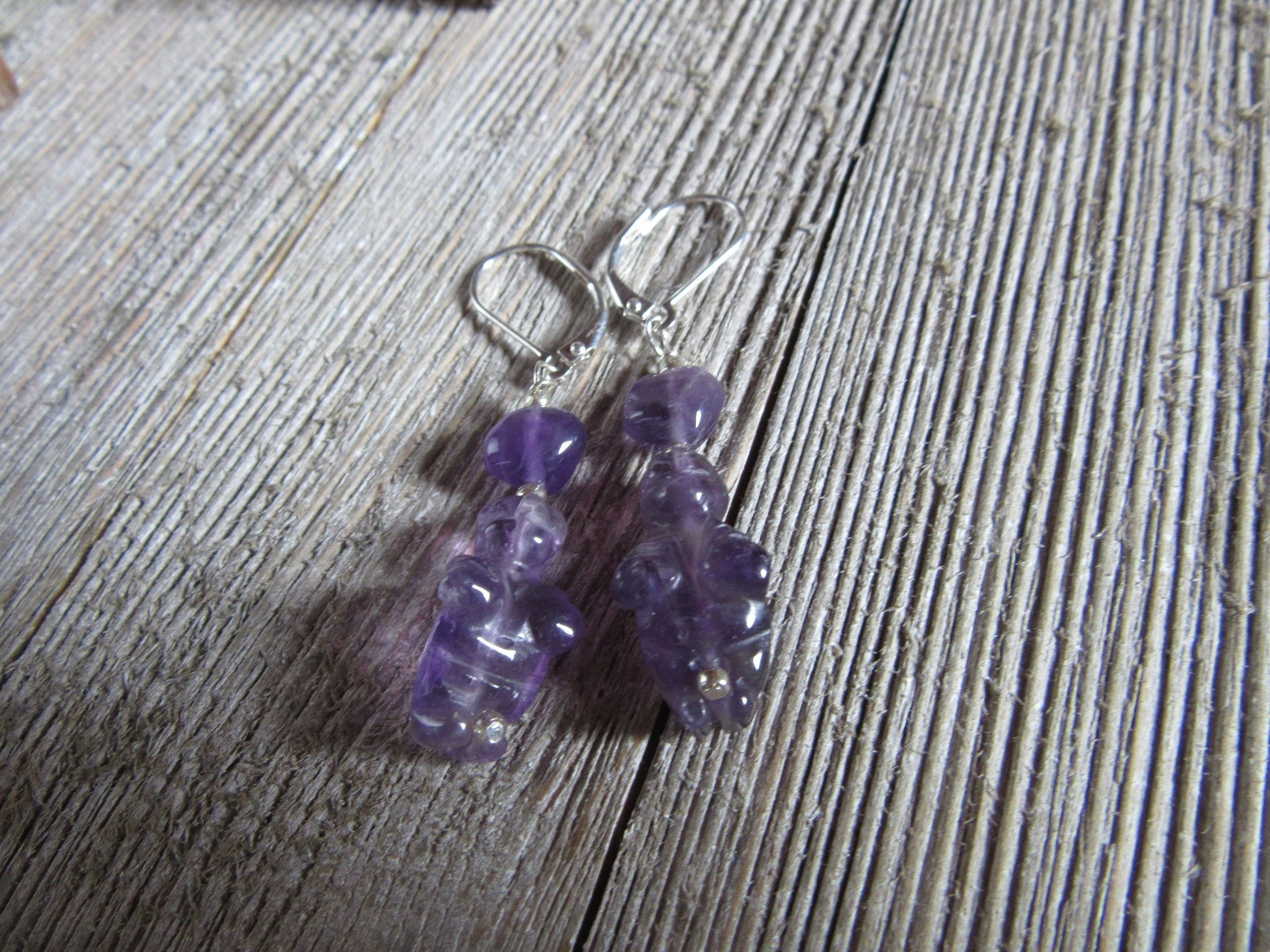 VENUS WILLENDORF Purple Stone - Goddess Carved Earrings, symbolic Earrings, Jewelry Gift For Women, zen aesthetic style, Calming Symbol