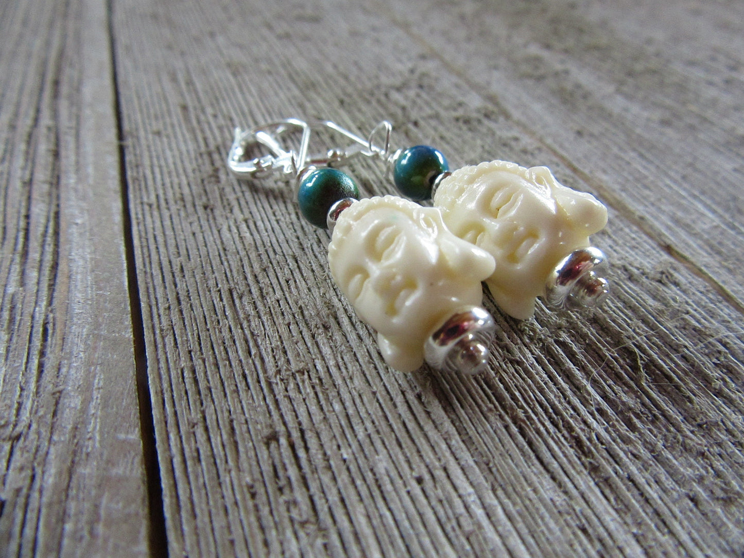 Kwan yin white stone earrings, color change earrings, kuan yin jewelry, zen style gift, mood bead earrings, yoga jewelry,