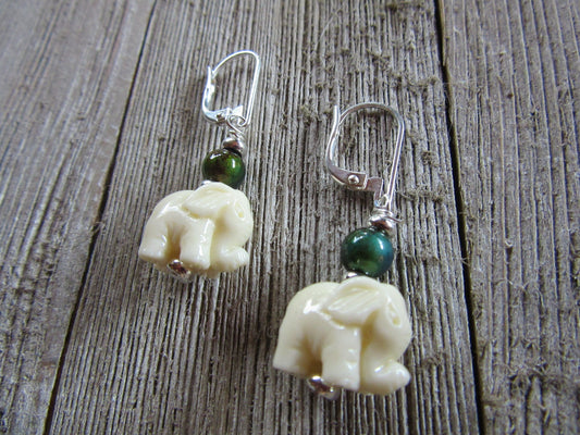 Elephant parade earrings - color-changing animal earrings for pachyderm fan, mood bead topper, elephant lover gift, zookeeper favorite gift