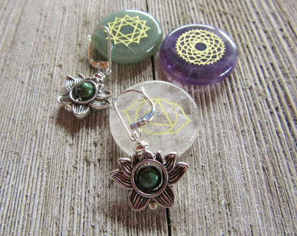 Lotus Flower Earrings with Color Changing Mood Bead - Zen Jewelry Gift for Growth & Calm