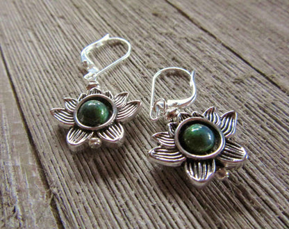 Lotus Flower Earrings with Color Changing Mood Bead - Zen Jewelry Gift for Growth & Calm