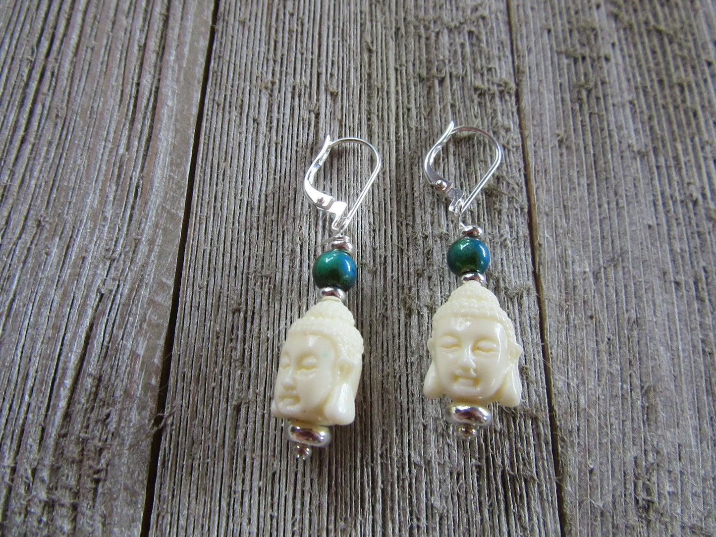 Kwan yin white stone earrings, color change earrings, kuan yin jewelry, zen style gift, mood bead earrings, yoga jewelry,