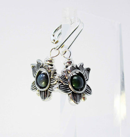 Lotus Flower Earrings with Color Changing Mood Bead - Zen Jewelry Gift for Growth & Calm