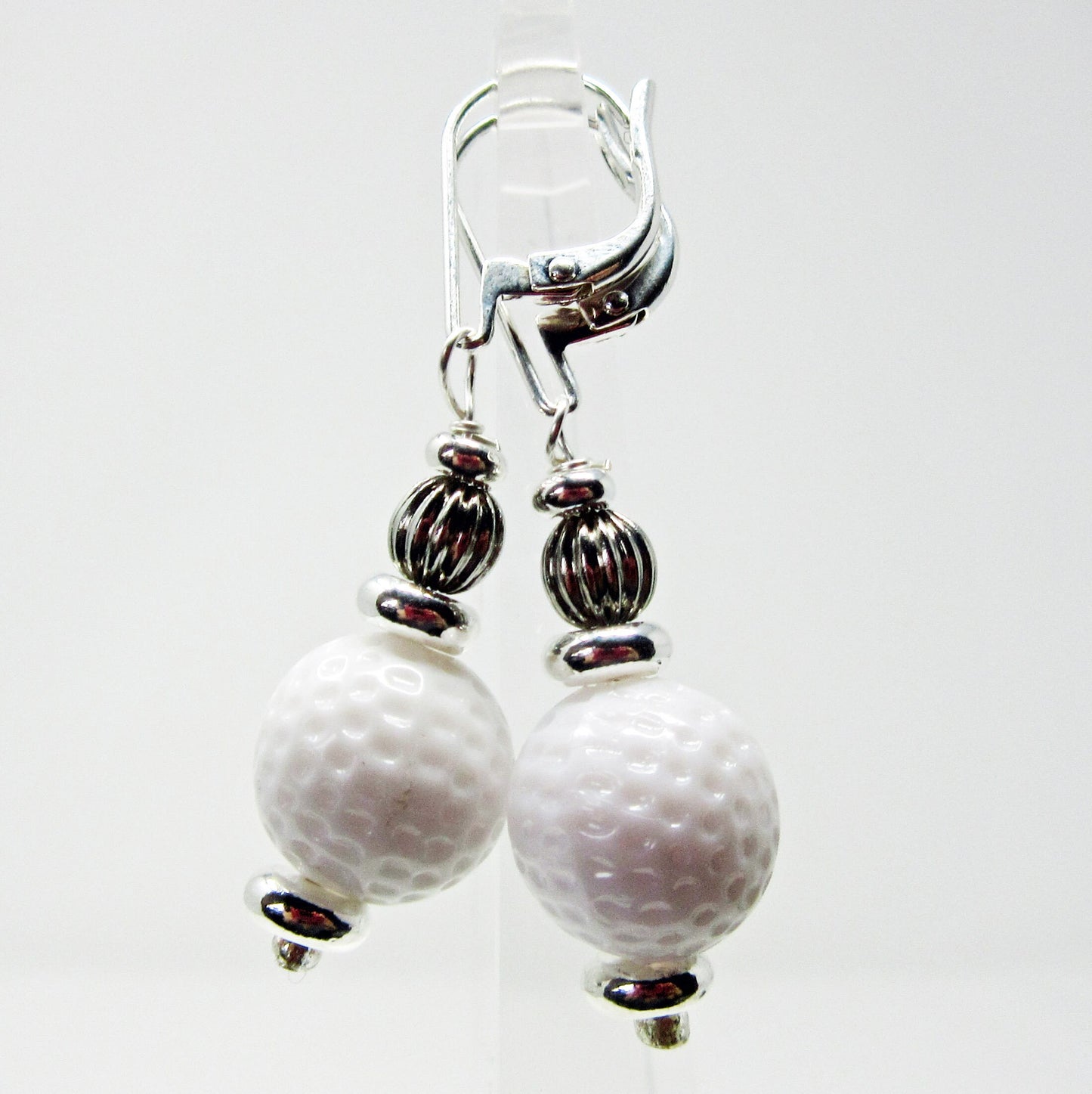 Golf Earrings a Gift for Woman Golfer. Golf Ball Jewelry a Fun Novelty. To wear while you putt around - not to tee you off