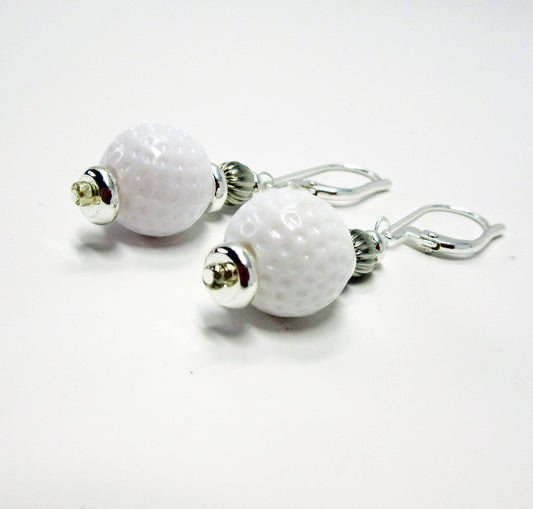 Golf Earrings a Gift for Woman Golfer. Golf Ball Jewelry a Fun Novelty. To wear while you putt around - not to tee you off