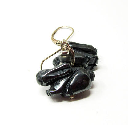 RABBIT EARRINGS - Beautifully carved stone bunny jewelry, perfect for rabbit lovers, featuring jade, jasper, hematite, or moonstone stones.
