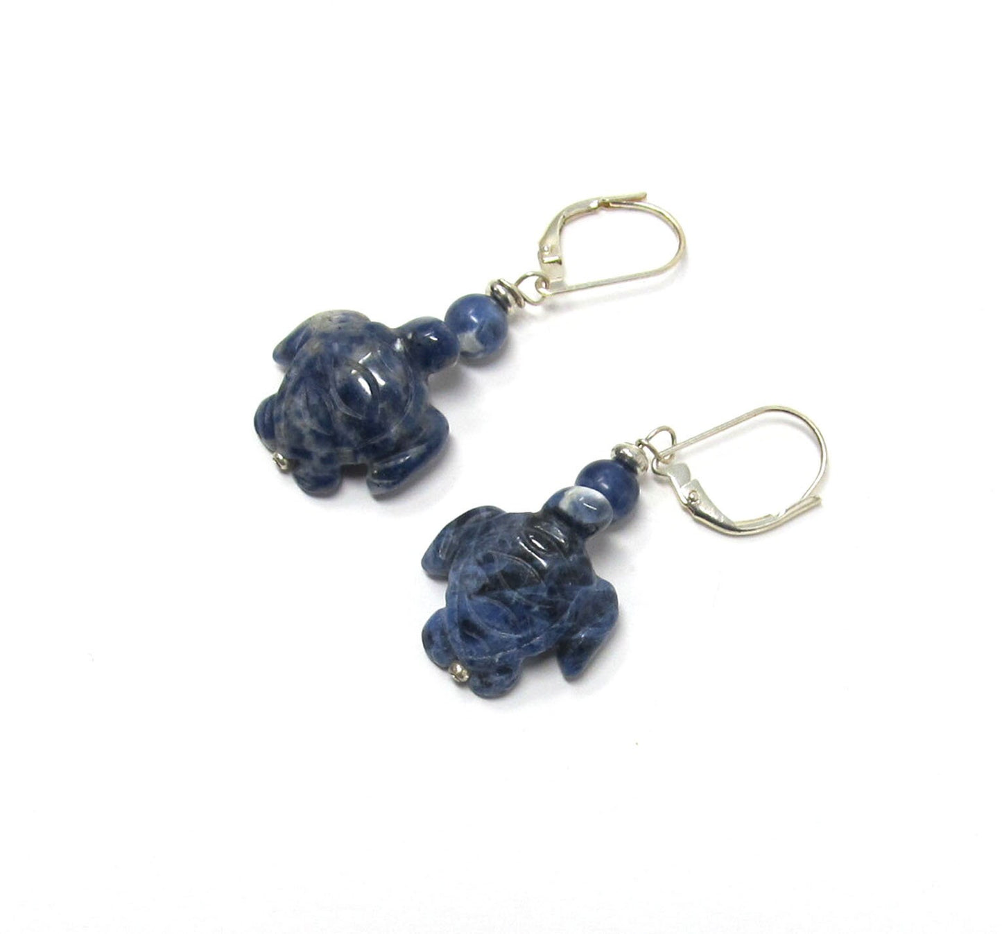 Sea Turtle Earrings, Turtle Jewelry, Moonstone or Sodalite Carved Stone Animal Earring, Gift for Sea Turtle Lover