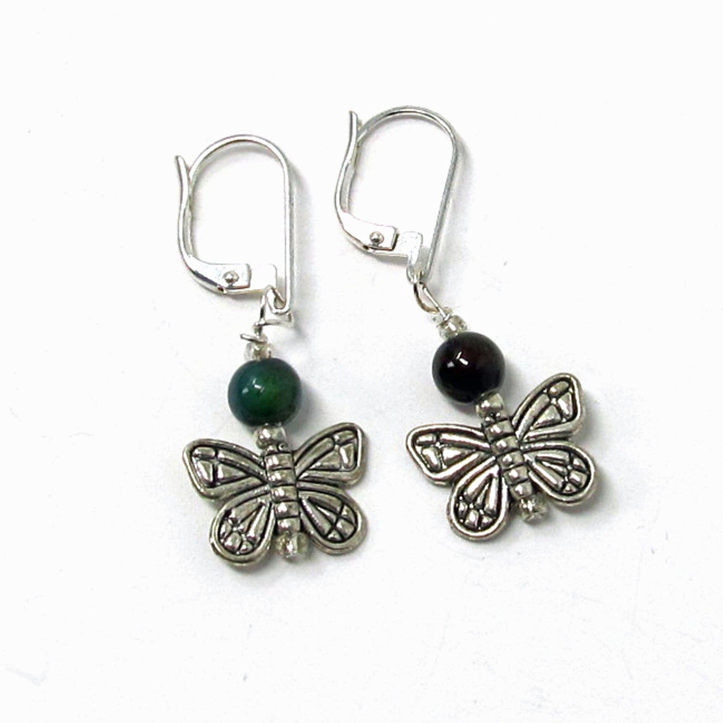 Color change earrings - Gift for Teen Girl, butterfly jewelry, mood bead earrings, nature lover gift, silver woodland animal earrings