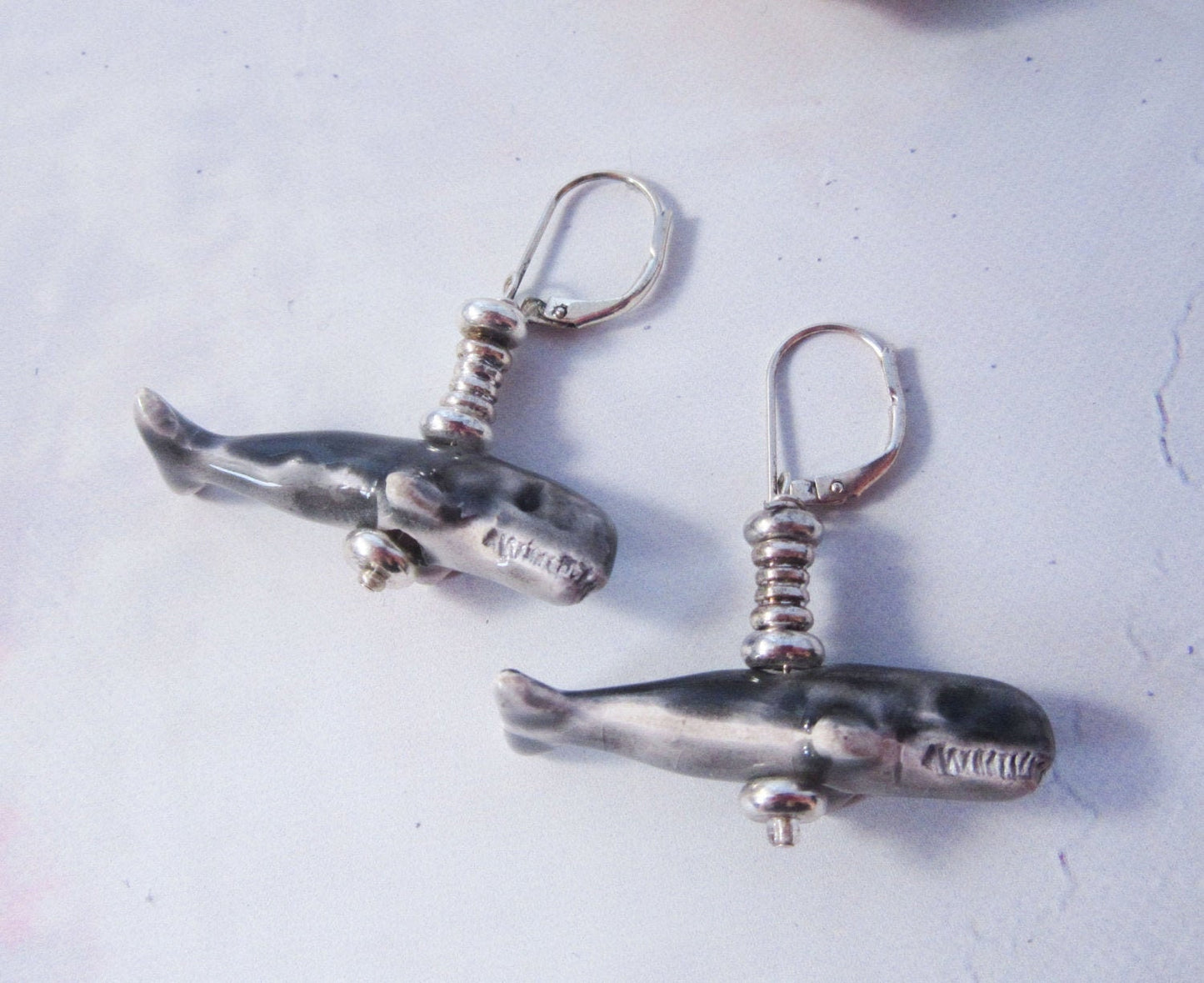 Sperm Whale Earrings, Ocean themed Jewelry gift, hand painted animal earrings, ocean lover gift, exotic animal gift, sea animal science