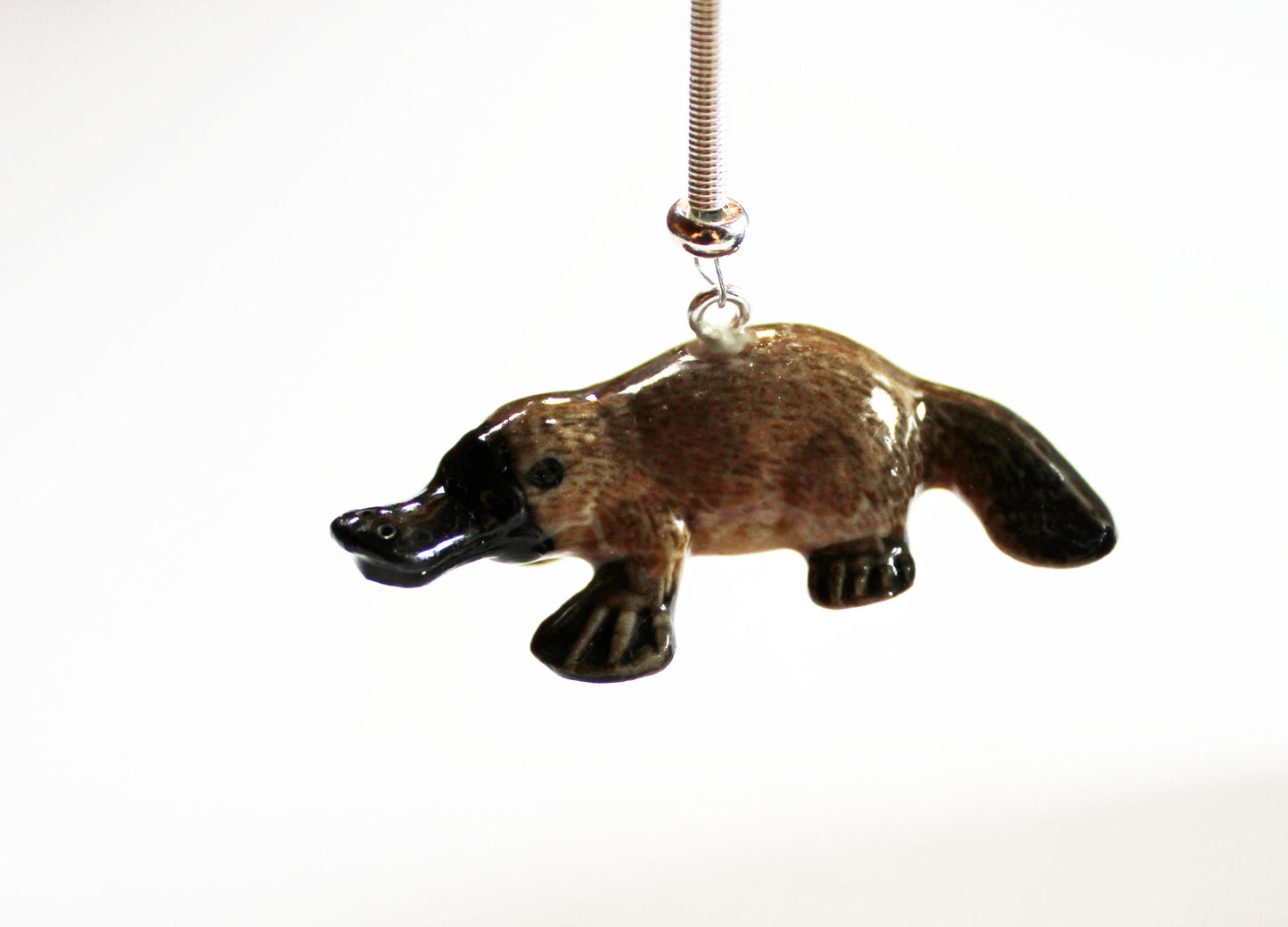 Platypus Figurine Bookmark, duck-billed platypus porcelain figurine on a hook for a book reader gift, exotic animal zoo keeper unique gift