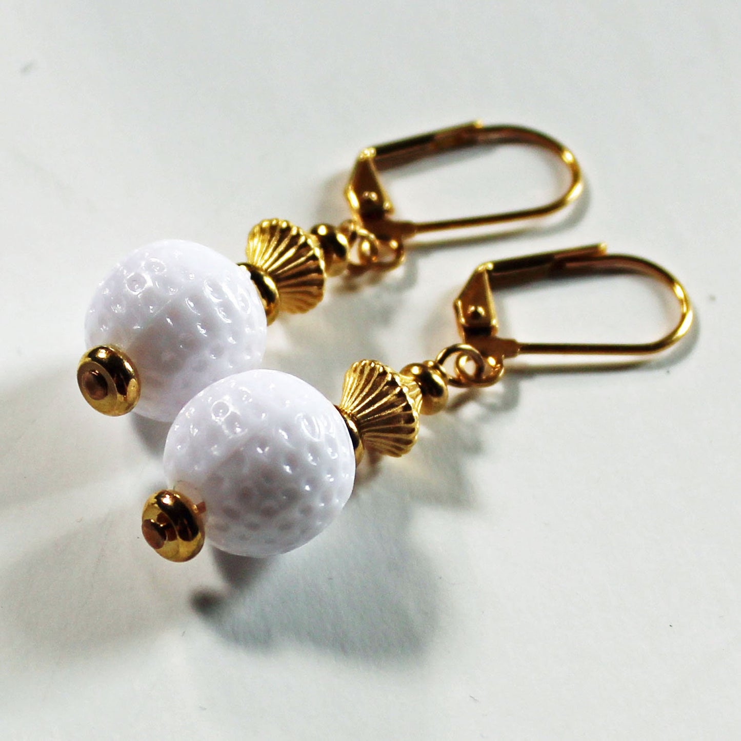 Gold Novelty Golfer Earrings  - Golfball Jewelry to putt around in - Golf Earrings, Woman golfer gift, fun and light earring for the club