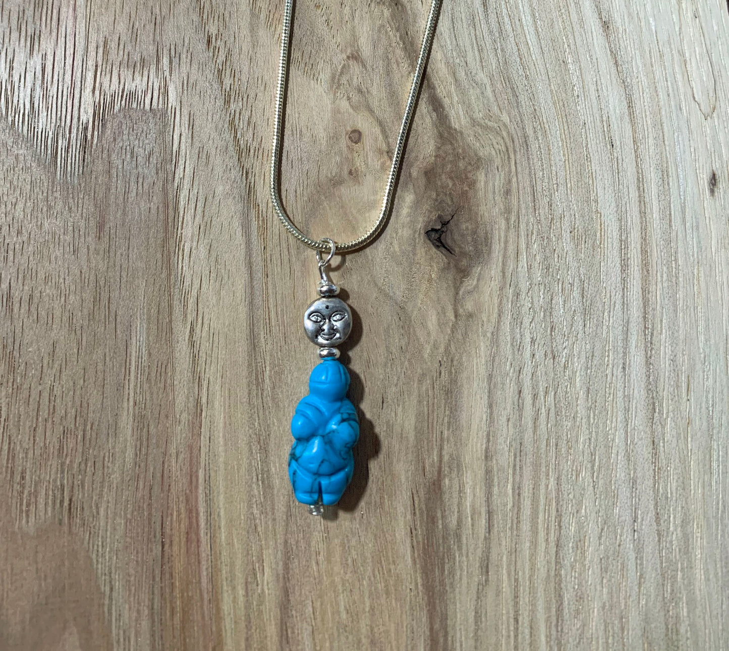 Goddess of Willendorf - Moon Priestess Turquoise Pendant, Spiritual Jewelry, Self Love Gift, Moon and Woman Power