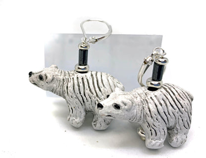 Close-up of Polar Bear Jewelry - Hand Painted Earring featuring a ceramic drop design, perfect for animal lovers and as a unique gift.