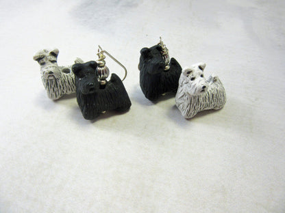 Scotty Dog Earrings in black ceramic, a perfect gift for Scottie dog lovers, featuring a hand-painted design.