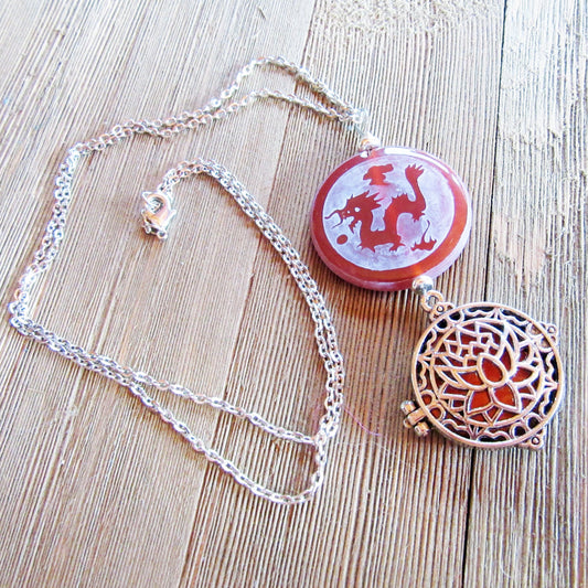 DRAGON & PEACOCK Etched Carnelian Jewelry