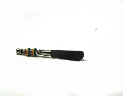 Soft cheese spreader knife featuring vibrant rainbow beads - Perfect dip spreader knife and fun gift for any occasion, designed by Enlivenadorn.
