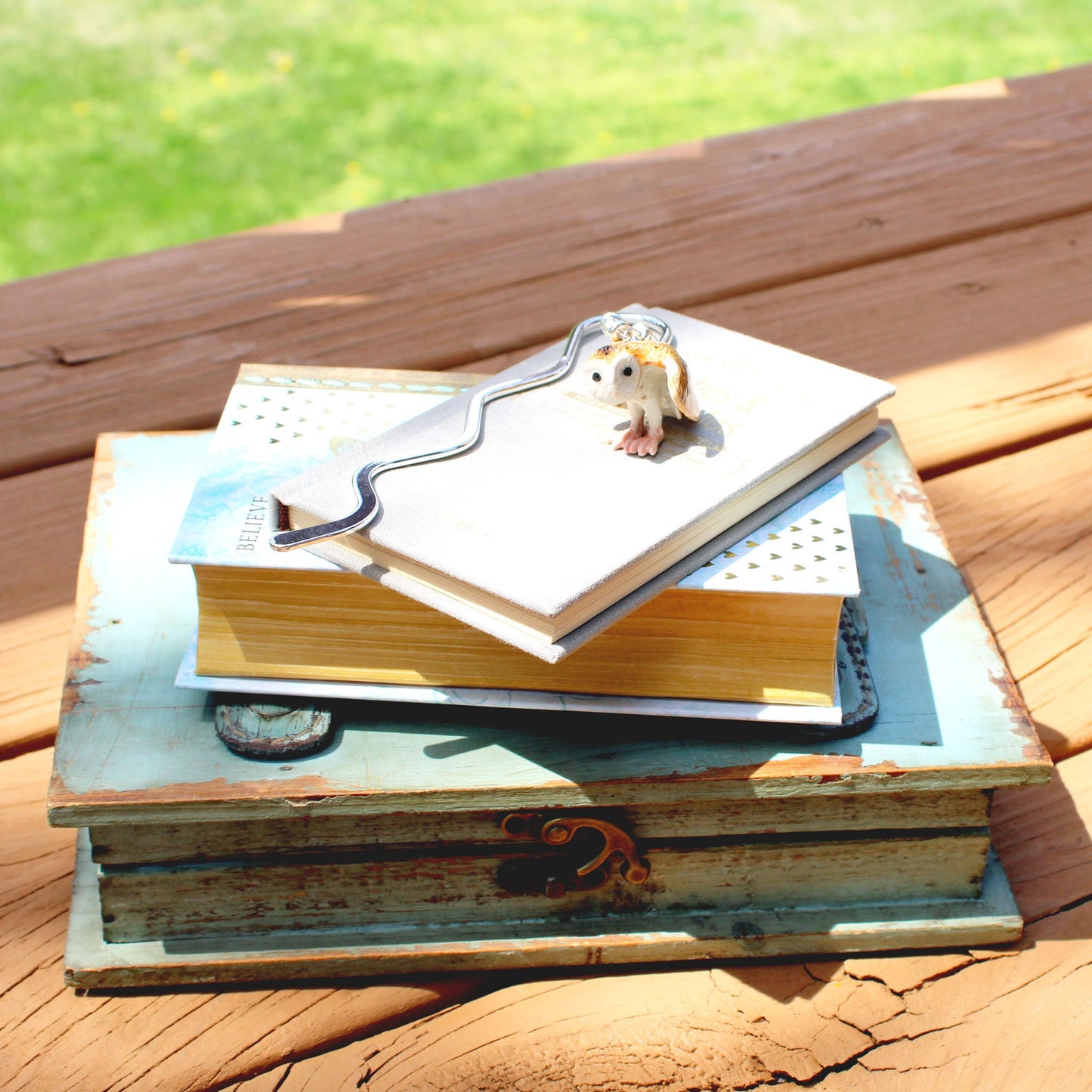 Barn Owl Bookmark - Bird Themed Metal Bookmarker, Wise Owl Bird Figurine, book lover gift, Porcelain Animal Gift, great birder gift, nature