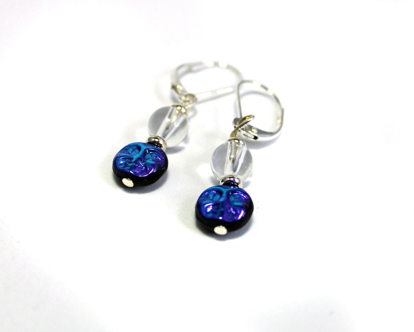 FULL MOON jewelry - Zen Heart Collection, Full moon and Quartz AB crystal Purple Shimmer Earrings