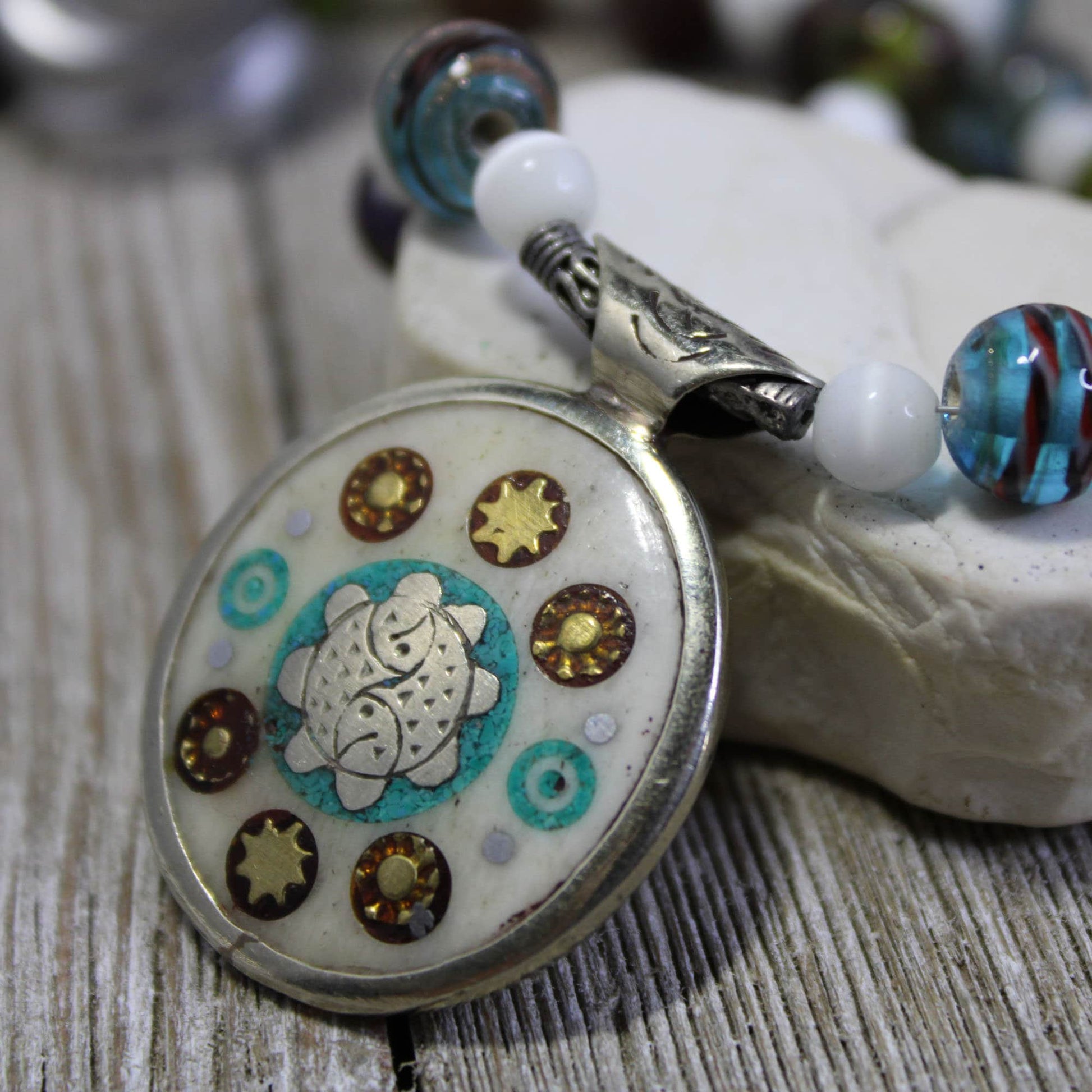 Tibetan Reversible Pendant - One of a Kind Vintage Medalion Handcrafted in Tibet, Zen Style