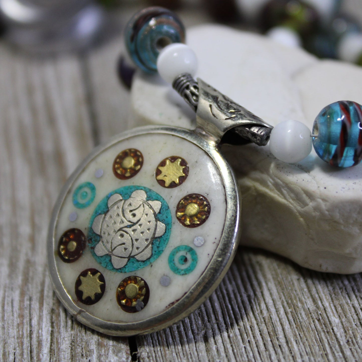 Tibetan Reversible Pendant - One of a Kind Vintage Medalion Handcrafted in Tibet, Zen Style