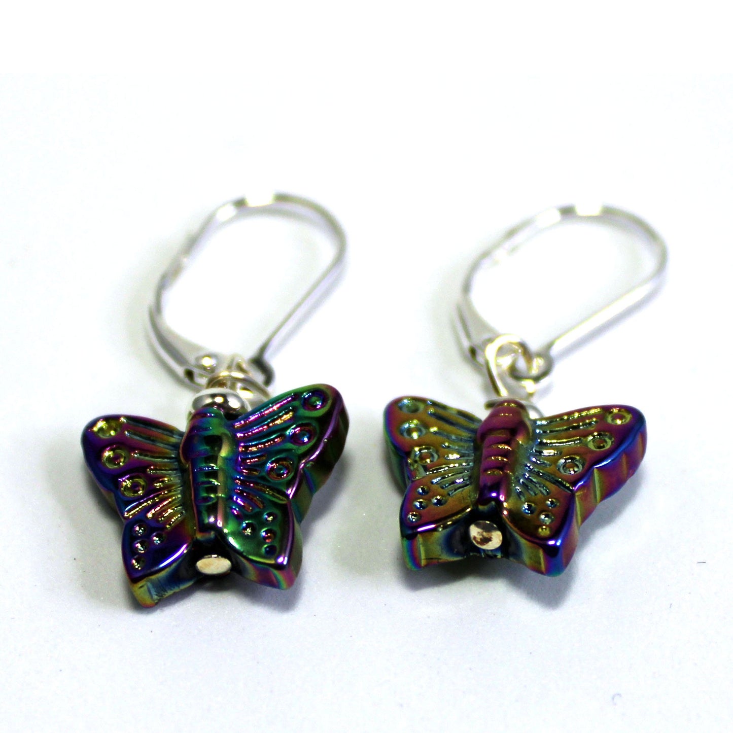 Crystal butterfly earrings - woodland jewelry, a shimmery butterfly lover gift for her, Aurora Borealis Finish