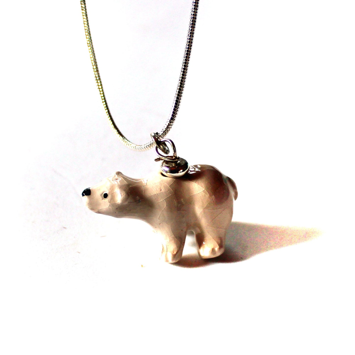 North Polar Bear necklace, a Christmas gift for wildlife lovers. hand-painted animal jewelry, white bear of the north, gift for her