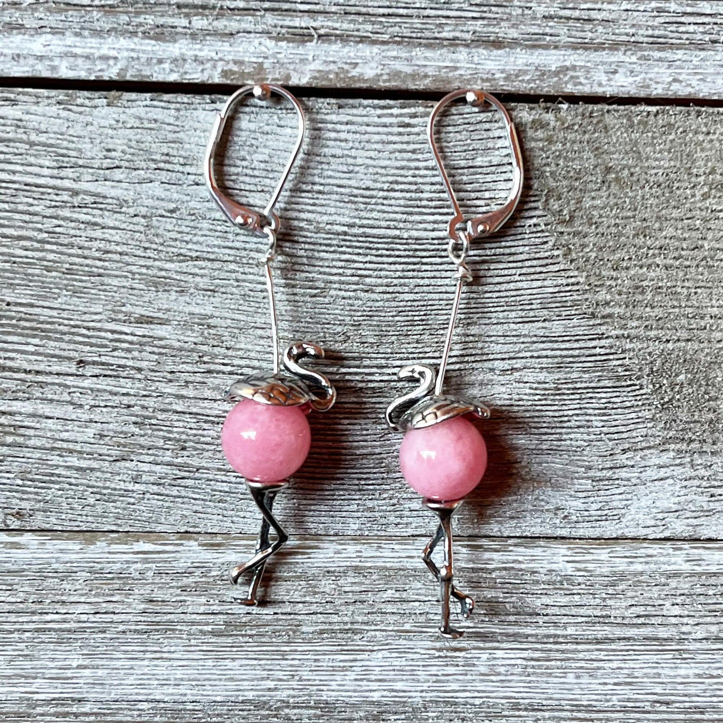 Funny Pink Flamingo Earrings - Flamingo Jewelry, Tropical Earrings, Flamingo Lover Gift, Sterling Silver Animal Earrings, beach style gift