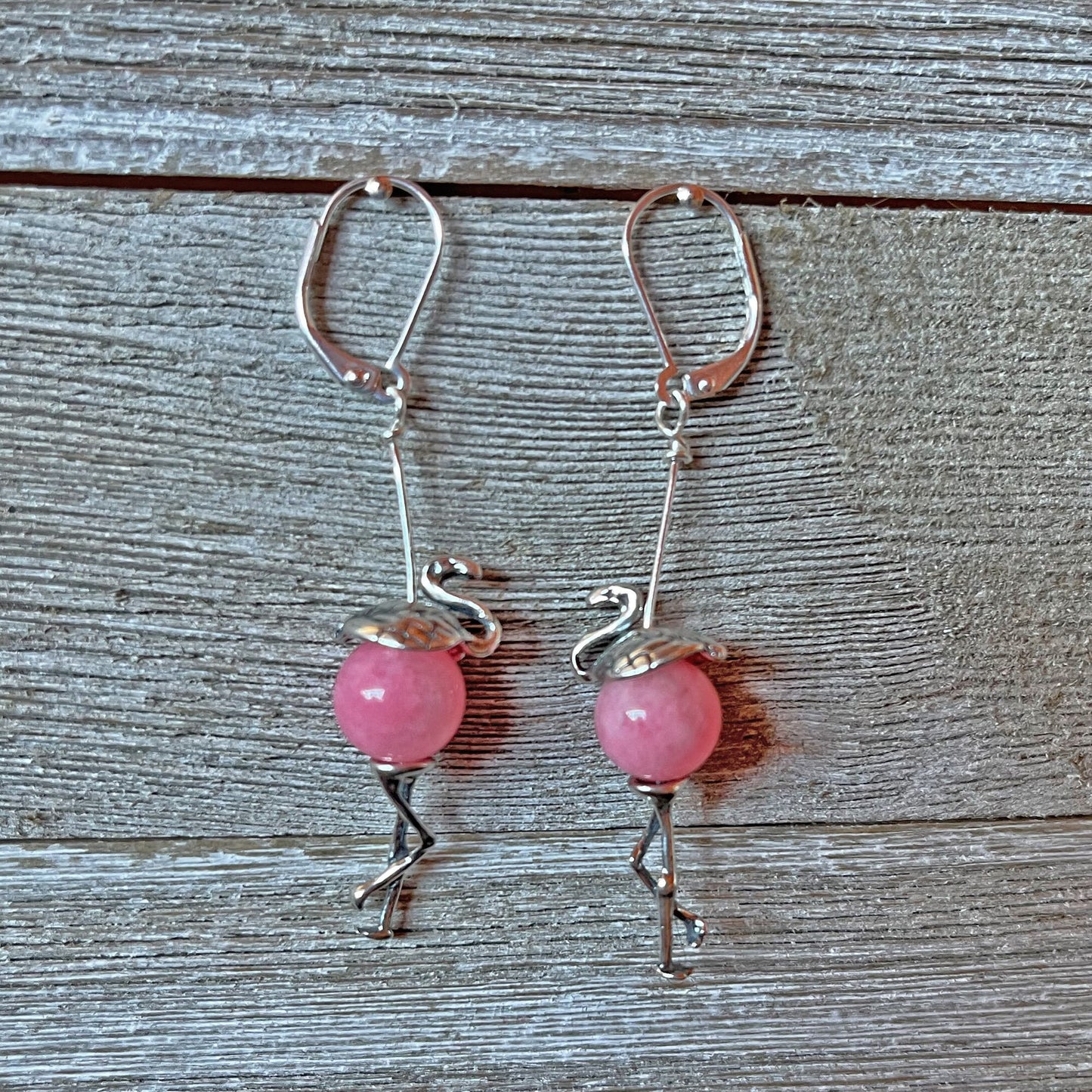 Funny Pink Flamingo Earrings - Flamingo Jewelry, Tropical Earrings, Flamingo Lover Gift, Sterling Silver Animal Earrings, beach style gift