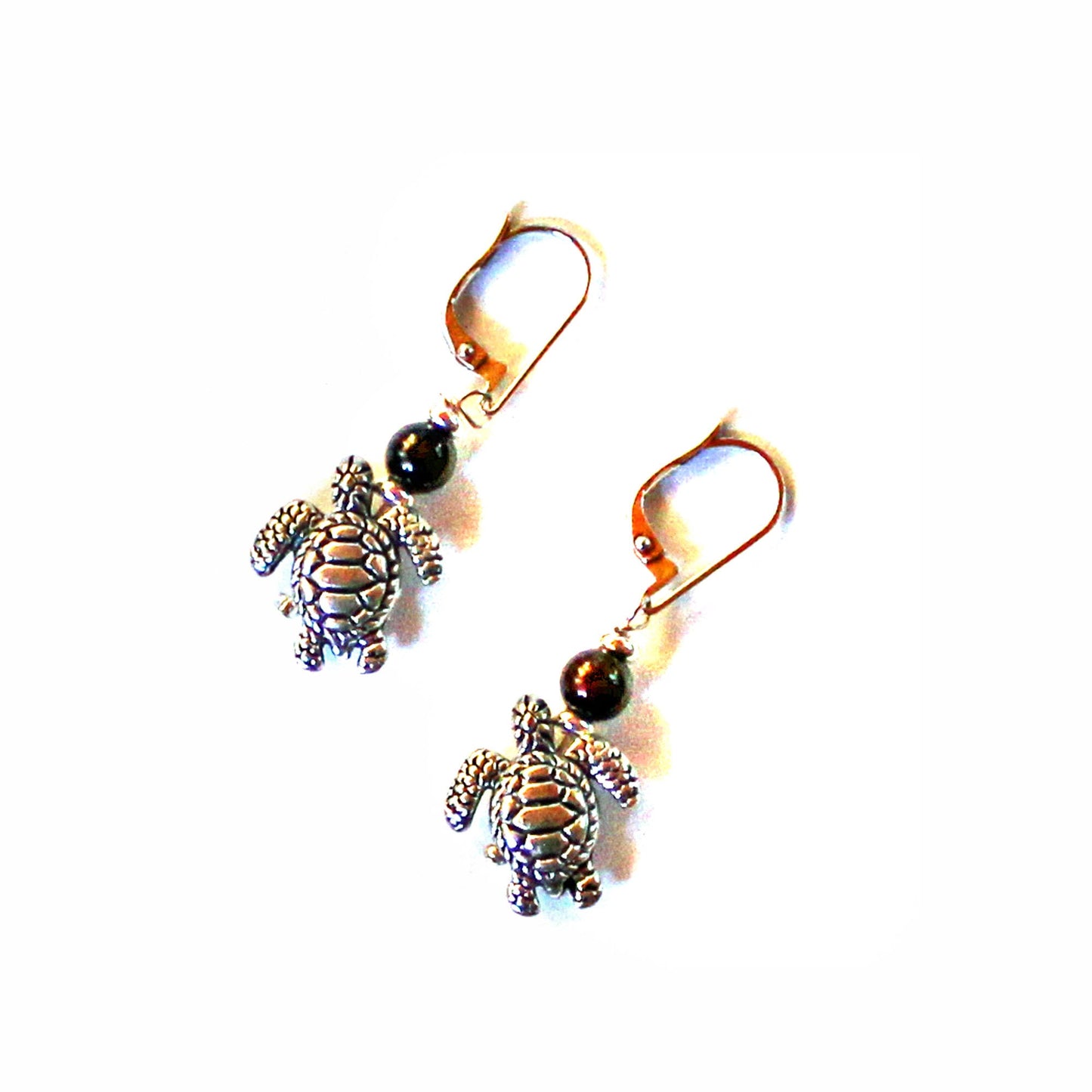 Sea Turtle Earrings - Transform your Jibe Talking, Mood Bead Gift for turtle lover, color change silver charm fun BVI Blues Collection 2